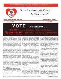 Grandmothers for Peace International [2008], Fall