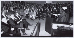 Publiek tijdens oratie Toine Lagro-Janssen bij haar installatie als hoogleraar vrouwenstudies geneeskunde. 1997