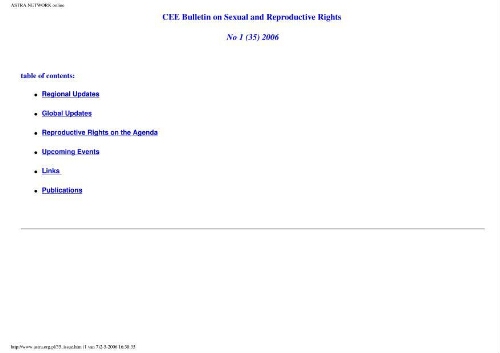 CEE Bulletin on sexual and reproductive rights [2006], 1 (35)