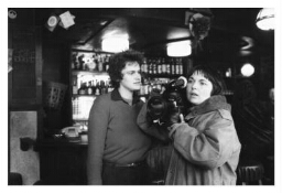 Filmploeg van VIDO tijdens de opnames van de film 'Overgang' van Rosemarie Blank. 1980