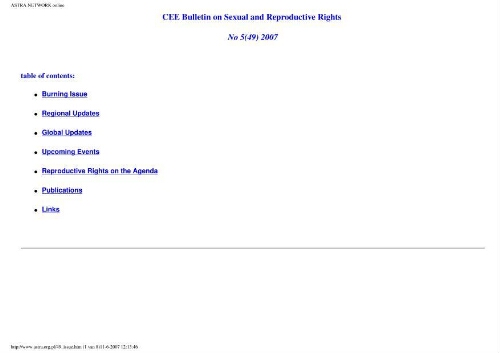 CEE Bulletin on sexual and reproductive rights [2007], 5 (49)