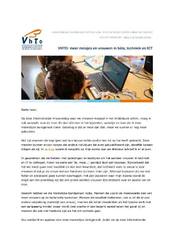 Nieuwsbrief over meisjes/vrouwen en bèta/techniek/ICT [2022], maart