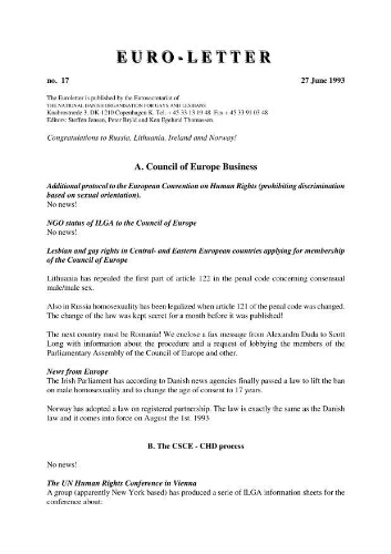 Euro-letter [1993], 17 (June)