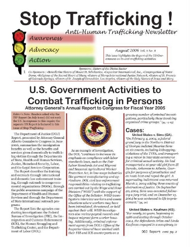 Stop trafficking! Anti-human trafficking newsletter [2006], 8 (August)