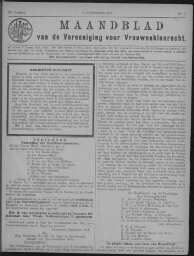 Maandblad van de Vereeniging voor Vrouwenkiesrecht  1918, jrg 22, no 9 [1918], 9