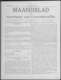 Maandblad van de Vereeniging voor Vrouwenkiesrecht  1901, jrg 5, no 1 [1901], 1