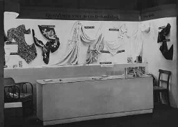 Stand 'Textielbehandeling' op de tentoonstelling 'De Nederlandse Vrouw 1898-1948'. 1948
