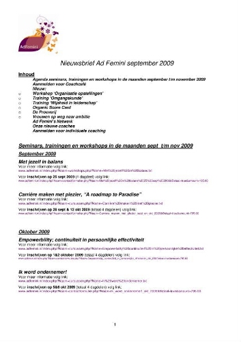 Nieuwsbrief Ad Femini [2009], september