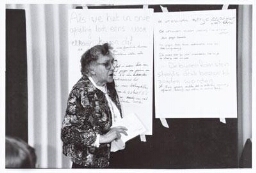 Lena de Graaf, FNV vrouwenbond lid van het eerste uur op de eerste kaderdag voor de bond. 1995