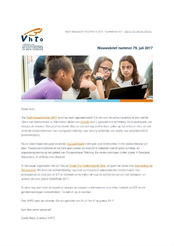 Nieuwsbrief over meisjes/vrouwen en bèta/techniek/ICT [2017], 79 (juli)