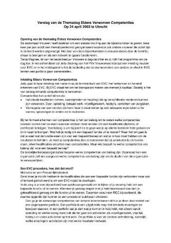 Verslag van de Themadag Elders Verworven Competenties op 24 april 2003 te Utrecht