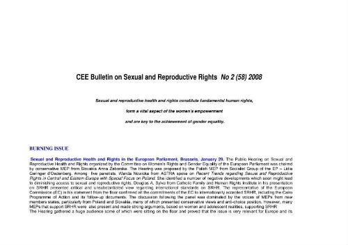 CEE Bulletin on sexual and reproductive rights [2008], 2 (58)