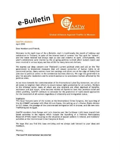 GAATW E-Bulletin [2010], April