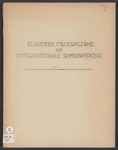 Europees federalisme en internationale samenwerking