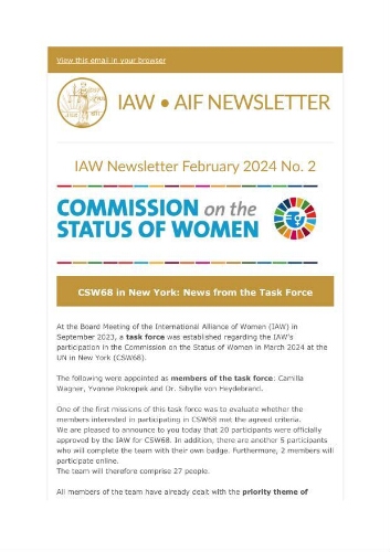 IAW newsletter [2024], 2 (February) Special Edition exclusively about CSW68UN