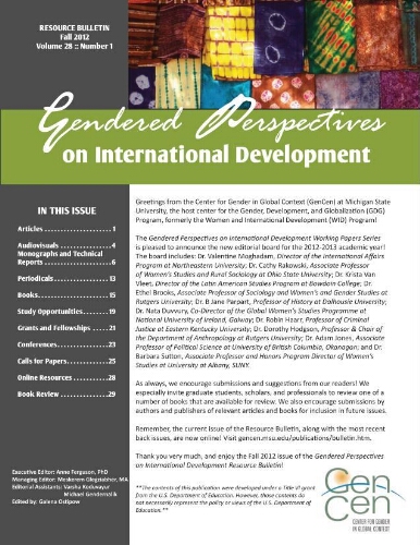 Gendered perspectives on international development [2013], 1 (Fall)