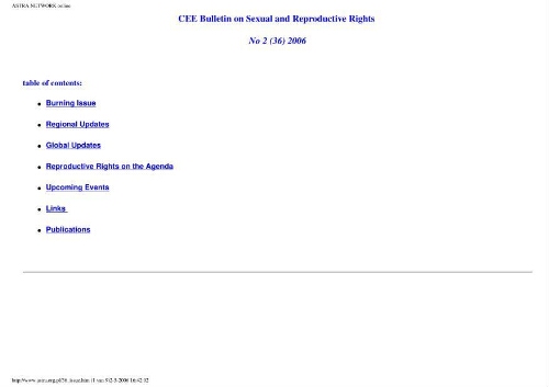 CEE Bulletin on sexual and reproductive rights [2006], 2 (36)