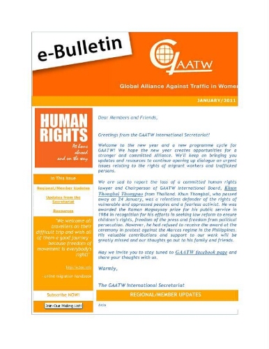 GAATW E-Bulletin [2011], January