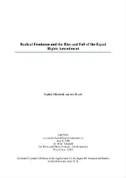 Radical feminism and the rise and fall of the equal rights amendment