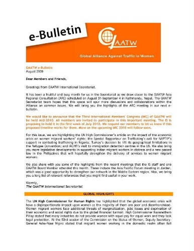 GAATW E-Bulletin [2009], Augustus