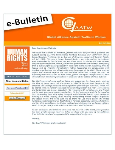 GAATW E-Bulletin [2010], July