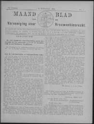 Maandblad van de Vereeniging voor Vrouwenkiesrecht  1910, jrg 15, no 1 [1910], 1