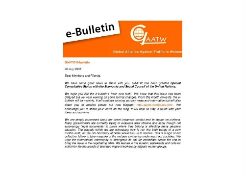 GAATW E-Bulletin [2006], July 26
