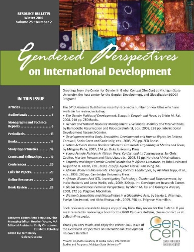 Gendered perspectives on international development [2010], 2 (Winter)