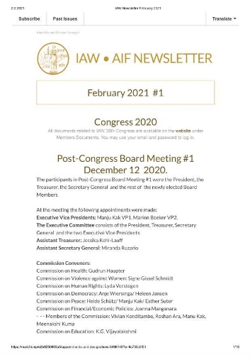 IAW newsletter [2021], 1 (February)