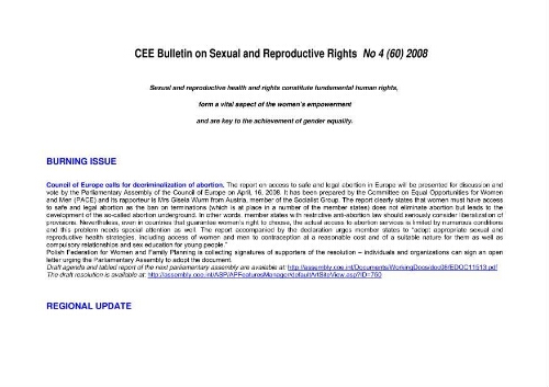 CEE Bulletin on sexual and reproductive rights [2008], 4 (60)
