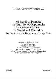 Measures to promote the equality of opportunity for girls and women in vocational education in the German Democratic Republic
