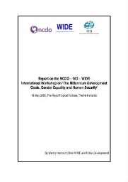 Report on the NCDO – SID – WIDE International Workshop on ‘The Millennium Development
 Goals, Gender Equality and Human Security’