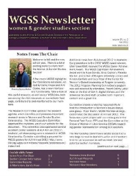 WGSS Newsletter women & gender studies section [2012], 2 (Fall)