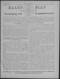 Maandblad van de Vereeniging voor Vrouwenkiesrecht  1917, jrg 21, no 1 [1917], 1