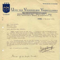 Archief Korps Vrouwelijke Vrijwilligers Amsterdam (KVV) en Unie van Vrouwelijke Vrijwilligers (UVV), afdeling Amsterdam 1938-1946
