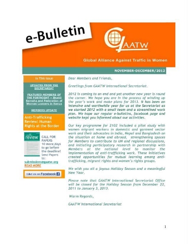 GAATW E-Bulletin [2012], November/December