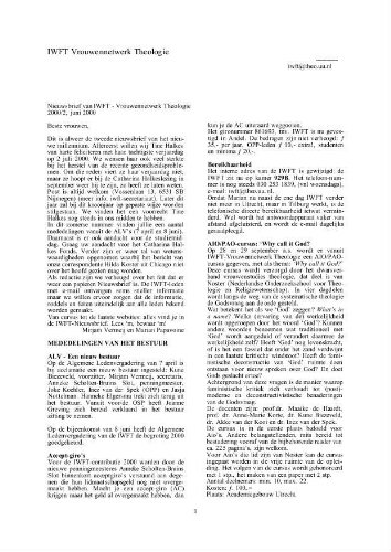 Nieuwsbrief van IWFT Vrouwennetwerk Theologie [2000], 2 (juni)